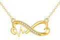 wholesale 14K Gold Cubic Zirconia Heart Infinity Pendant Necklace for Women-0-0