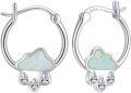 wholesale 925 Sterling Silver Hypoallergenic Paw Print Opal Hoop Earrings for Women-0-0