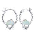 wholesale 925 Sterling Silver Cloud Opal Raindrop Zircon Hoop Earrings White Gold Plated-0-0