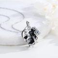 wholesale 925 Sterling Silver Gothic Snake & Rose Heart Skull Pendant Necklace-0-3