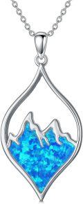 wholesale Sterling Silver White Blue Opal Necklace for Nature Lovers-0-5