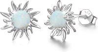 wholesale 925 Sterling Silver White Opal Sun & Moon Stud Earrings Celestial s for Women Girls-03- -Opal Sun(platinum)