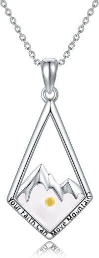 wholesale Sterling Silver Blue Opal Mountain Mustard Seed Faith Necklace Christian Gift-Rhombus Mountain Seed