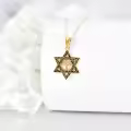 wholesale 14K Gold Cross in Star of David Pendant Necklace Wholesale Judaica s for Men & Women-0-3