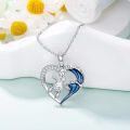 wholesale 925 Sterling Silver Heart-Shaped Blue Enamel Turtle Pendant Necklace for Women-0-3