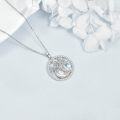 wholesale 925 Sterling Silver Moonstone & Mother-of-Pearl Tree of Life Pendant Necklace-0-2