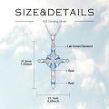 wholesale 925 Sterling Silver Blue Opal Inlay Cubic Zirconia Cross Pendant Necklace for Women-0-4