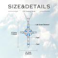 wholesale 925 Sterling Silver Blue Opal Inlay Cubic Zirconia Cross Pendant Necklace for Women-0-4