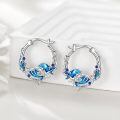 wholesale 925 Sterling Silver Dolphin Hoop Earrings Wholesale With Blue Enamel-0-2