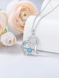 TOUPOP Sterling Silver Crystal Turtle Necklace Mother Daughter Gift-0-4
