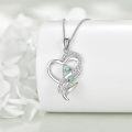 wholesale 925 Sterling Silver Green Crystal Floral Heart Pendant Necklace-0-2