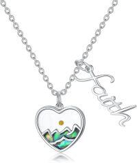 wholesale 925 Sterling Silver Heart Mountain Faith Pendant Necklace Christian Jewelry for Women-Faith Heart