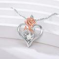 wholesale 925 Sterling Silver with Rose Gold Accents and White Cubic Zirconia Pendant Necklaces for Women-0-1