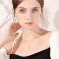 TOUPOP 14K Gold Freshwater Pearl Dolphin Flower Pendant Necklace-0-1