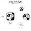 wholesale 925 Sterling Silver Black and White Football Stud Earrings for Sports Enthusiasts-0-3