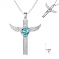 TOUPOP Sterling Silver Tanzanite Blue Topaz Heart Crystal Memorial Urn Pendant-0-0