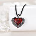 wholesale 925 Sterling Silver Red Heart with Wing Pendant Necklace for Women-0-2