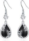 wholesale 925 Sterling Silver Teardrop Filigree Dangle Earrings with Black Onyx and Lapis Lazuli-0-0