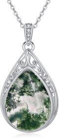wholesale 925 Sterling Silver Blue Moonstone Teardrop Filigree Pendant Necklace-0-10