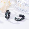 wholesale Black Ceramic & Crystal 925 Sterling Silver Hoop Earrings 15mm - Hypoallergenic  for Women and Men-0-1