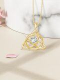 wholesale Gold-Plated 925 Sterling Silver Moissanite Trinity Knot Pendant Necklace for Women-0-3