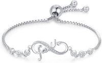 wholesale 925 Sterling Silver Faith Infinity Love Charm Adjustable Bracelet for Women Christian Gifts-Faith