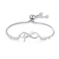 wholesale 925 Sterling Silver Faith Infinity Love Charm Adjustable Bracelet for Women Christian Gifts-Faith