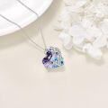 wholesale 925 Sterling Silver Purple Crystal Heart Pendant Necklace w/Butterfly & Spiders  for Her-0-1