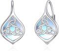 wholesale 925 Sterling Silver Celtic Knot Moonstone Teardrop Leverback Earrings-0-0