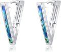 wholesale Sterling Silver Abalone Opal Triangle Huggie Hoop Earrings for Women-0-0