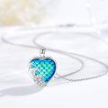 wholesale 925 Sterling Silver Heart-Shaped Mermaid Scale Pendant Necklace with Dolphin and Cubic Zirconia - Beach  for Women-0-3