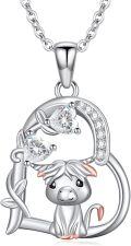 wholesale 925 Sterling Silver Unicorn Heart Pendant Necklace with Cubic Zirconia Stones - Cute  for Women Girlfriends Moms-0-0