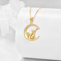 wholesale 14K Gold Crescent Moon & Star Cat Pendant Necklace for Women - Cat Lovers' s-0-4