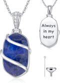wholesale Sterling Silver Gemstone Urn Necklace for Ashes Memorial Jewelry-0-0