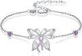 wholesale 925 Sterling Silver Butterfly Pink Crystal Heart Charm Bracelet-0-0