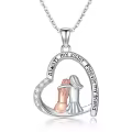 TOUPOP Sterling Silver Heart Sisters Pendant Necklace-0-0