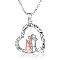 TOUPOP Sterling Silver Heart Sisters Pendant Necklace-undefined
