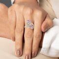 wholesale Sterling Silver Leaf Ring with Birthstone Adjustable Wrap Promise Engagement Wedding Rings for Women-0-26