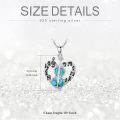 wholesale 925 Sterling Silver Turquoise Heart Violin Musical Notes Pendant Necklace-0-2