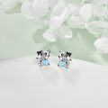 wholesale 925 Sterling Silver Hypoallergenic Blue Crystal Cow Stud Earrings for Girls and Teenagers-0-2