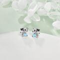 wholesale 925 Sterling Silver Hypoallergenic Blue Crystal Cow Stud Earrings for Girls and Teenagers-0-2