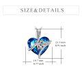 wholesale 925 Sterling Silver Heart Pendant Necklaces with Blue Crystal and Arrow Design - Love You Forever  for Her (Birthday)-0-2