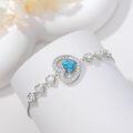 wholesale 925 Sterling Silver Adjustable Heart-Shaped Turquoise and Cubic Zirconia Bolo Bracelet for Women's Gifts-0-2