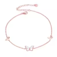 TOUPOP Sterling Silver Pearl Butterfly Ankle Bracelets For Women Gifts-undefined