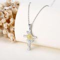wholesale 925 Sterling Silver Sunflower Cross Pendant Necklace for Women-0-2