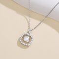 wholesale White Gold Plated Silver & Moissanite Geometric Cushion Cut Solitaire Necklace 1.0ct w/GRA Card-0-2