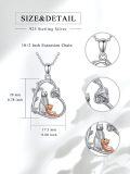 wholesale 925 Sterling Silver and Rose Gold Plated Cat & Squirrel Love Heart Pendant Necklace for Women Girls - 43cm Chain Length-0-4