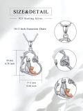 wholesale 925 Sterling Silver and Rose Gold Plated Cat & Squirrel Love Heart Pendant Necklace for Women Girls - 43cm Chain Length-0-4