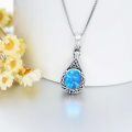 wholesale 925 Sterling Silver Cremation Urn Pendant Necklace Celtic Knot Blue Opal Teardrop Platinum Plated-0-8