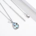 wholesale 925 Sterling Silver Moonstone Teardrop Pendant Necklace with Floral Design s for Women Girls-0-2
